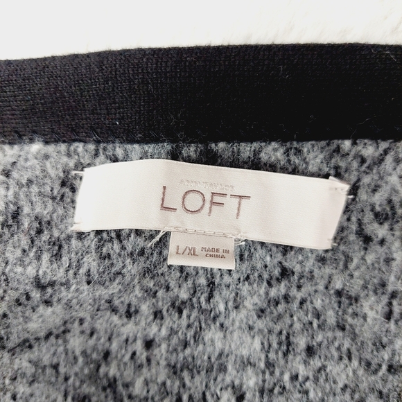 LOFT Ann Taylor Gray White Short Sleeve Poncho Casual Sweaters P3889 - Picture 6 of 9